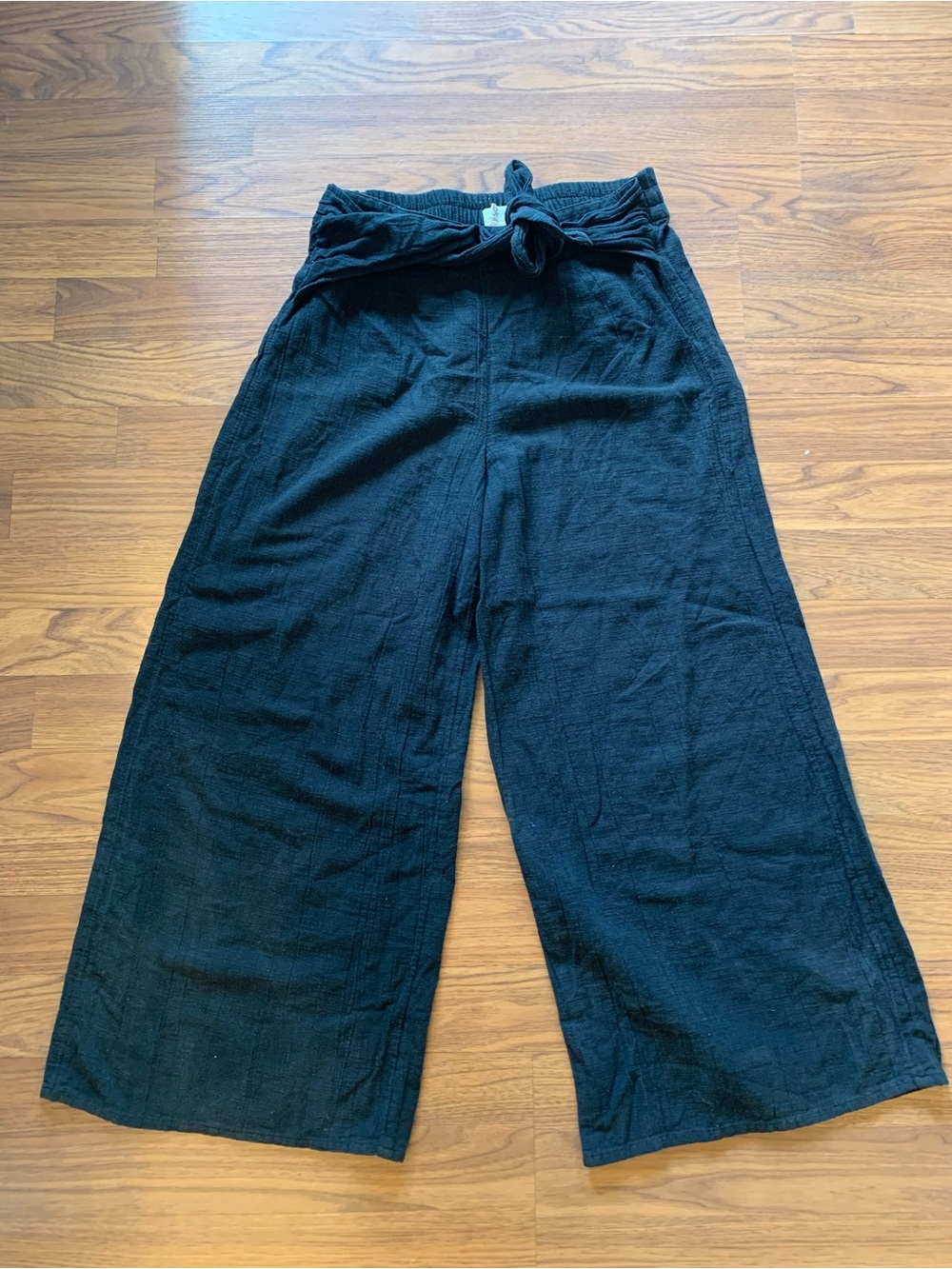 l*space Black High-Rise Wide-Leg Tie-Waist Pants
